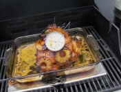 Baked ham on the grill